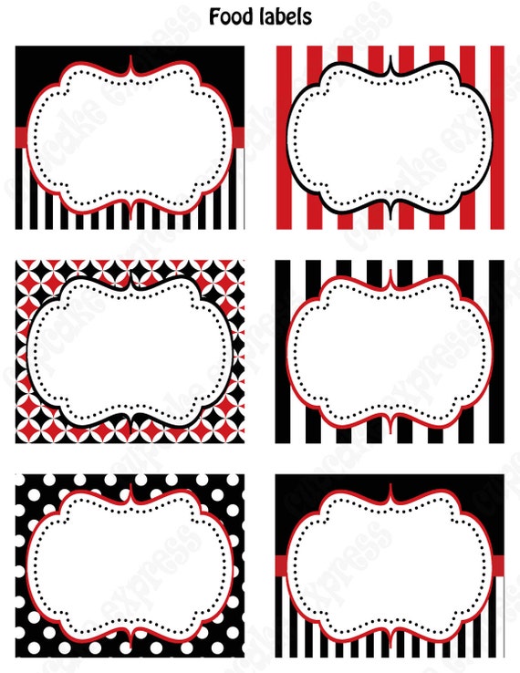 pirate birthday party printable food labels favor tags red