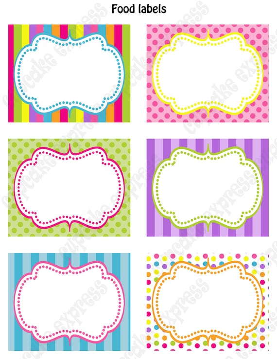 template vin sticker Labels PRINTABLE Birthday Food Candy Shoppe pink green Party