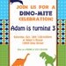 SALE PRINTED Dinosaur Birthday Party Invitation 5x7 green blue orange 20 with envelopes