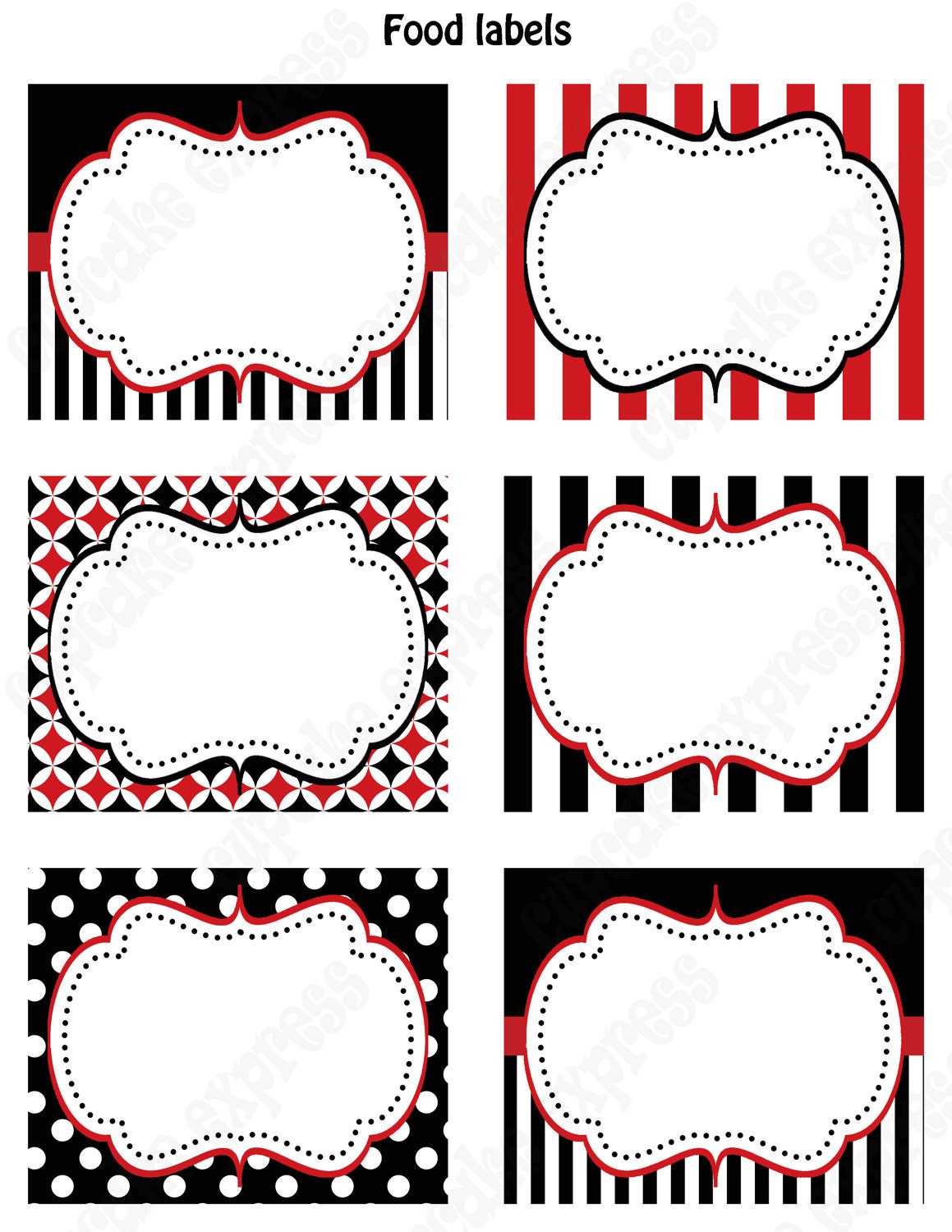 pirate birthday party printable food labels favor tags red