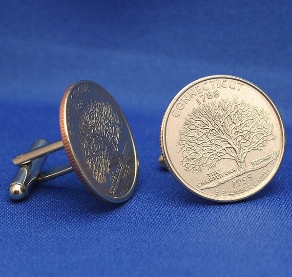 Connecticut Charter Oak 1999 Quarter 25c USA by SubwayCufflinks