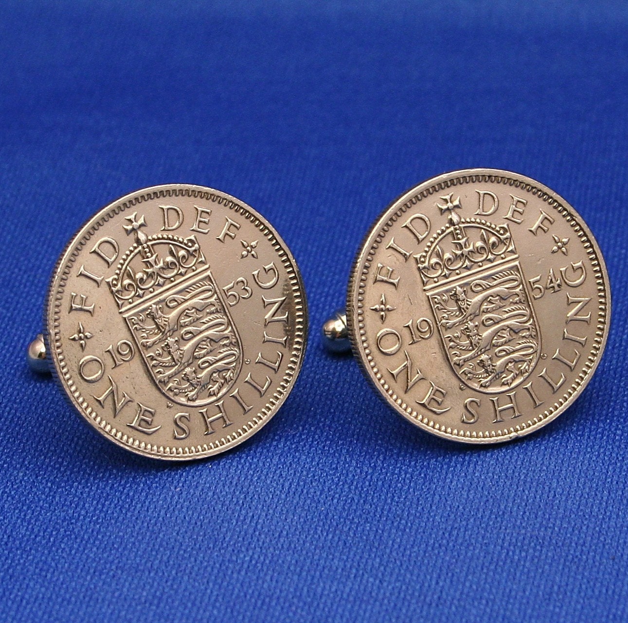 British Crest Shilling Coin Cufflinks – QE2 Crowned Shield England UK ...