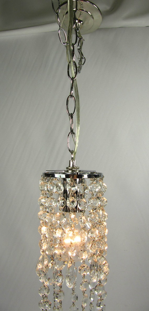 Crystal Chandelier Pendant Light Crystal Prisms Nickel