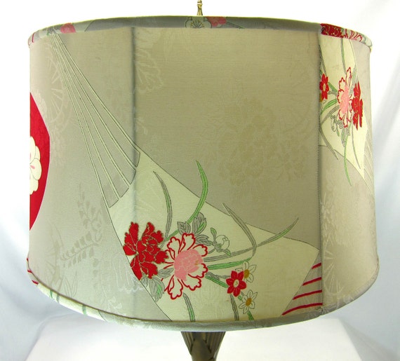 Vintage Japanese Kimono Fabric Lamp Shade Hand Made Silk