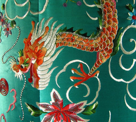 Vintage Chinese Embroidered Fabric Lamp Shade Hand Made Silk