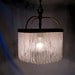 Chandelier Pendant Light Hanging White Glass Beaded Fringe Brass Frame
