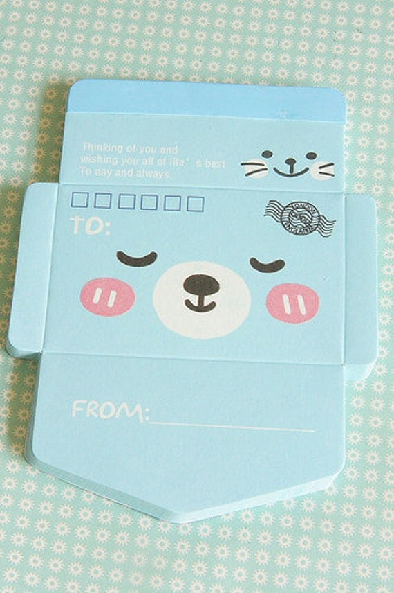 kawaii diy paper envelopes set animal face sky