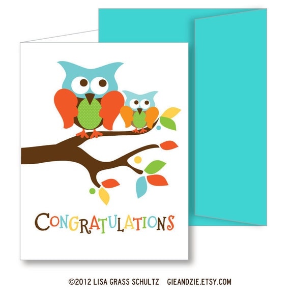 Owl Congratulations New Baby A2 Greeting Card by grassgreendesign