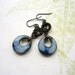 Ceramic charms earrings, Brass earrings, porcelain earrings, brass earrings - Black ice