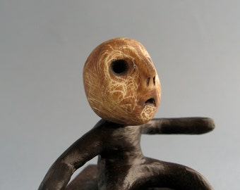 OOAK Handmade Artwork Sculpture - Little Man Figurine - Mononoke -Who