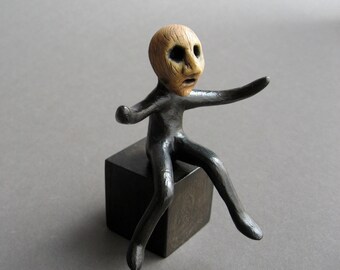 Little Ghost Man Figurine - Mononoke - OOAK Handmade Artwork Sculpture - BOO