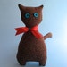 Travel Kitty - Handmade Chocolate Polka Dot Plush Toy - Gift - Take me with you