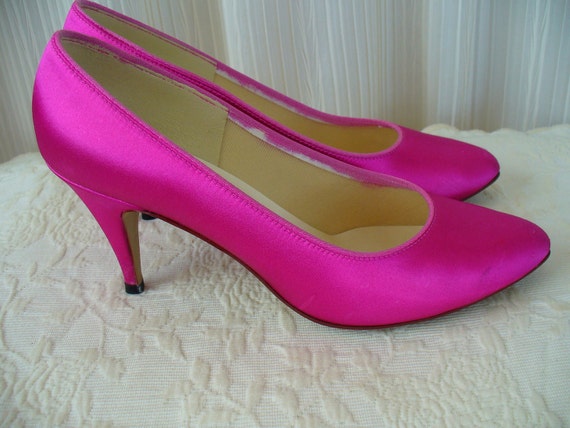 fuschia satin heels