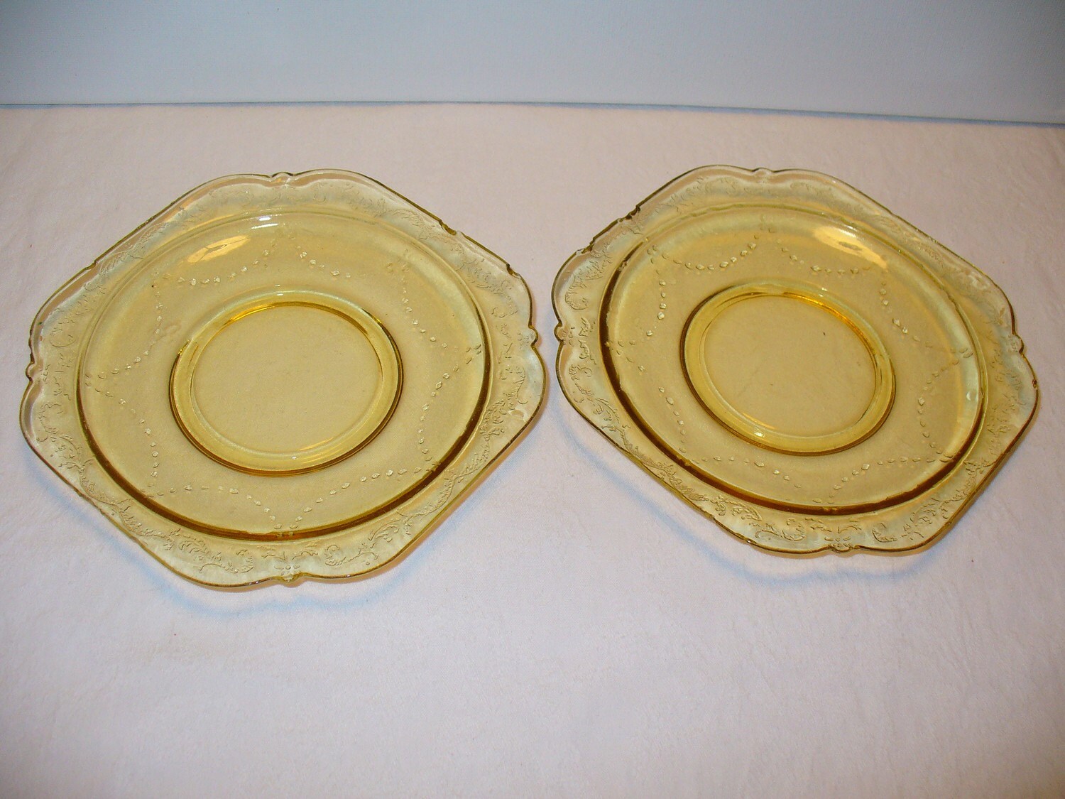 Items similar to Vintage 30s Amber Depression Glass Saucers Shabby