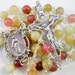 RESERVED PAYMENT for Adelle, Handmade Rosary, Beautiful Multicolored Jade, Large Openwork Miraculous Center, Openwork Filigree Crucifix