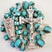 Handmade Catholic Rosary, Striking Turquoise and Black Jablonex Czech Cathedral Beads, Holy Family Center