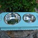 Elevated Pet Feeder Country Celadon Blue/Green Shabby Chic for Medium Size Dogs Made To Order