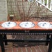 Red Oak Stained Top Elevated Pet Feeder For Large Dogs - Black Distressed Base Shabby Chic Three 2 Quart Bowls - Made to Order