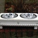 Antique White Cottage Chic Elevated Cat or Dog Pet Feeder 2 Two Quart Bowls - Made To Order