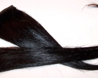 2 Small Black Clip in Hair Extensions 100% Human Hair