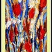 Large Original Flower Oil Painting Abstract Art on Canvas Red, Blue, Taupe, Grey,Fushia Huge 60" x 20" CatherineClaireMcElveen