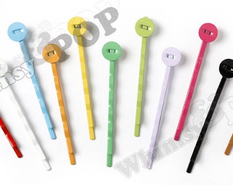 Colored Bobby Pins, Mixed Colors Bobby Pin Blanks, Painted Bobby Pins, Bobby Pins, Bobbie Pins, 50mm wide, 7-8mm Glue Pad (R7-147/C2-11)