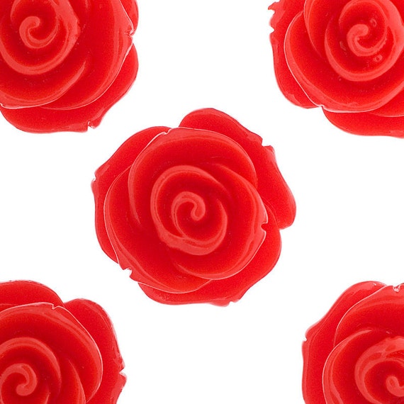Large Ruby Red Rose Beads Rose Shaped Flower Beads Chunky