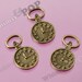 3 - Antique Bronze Clock Charms, 26 mm x 15 mm (2-2J)