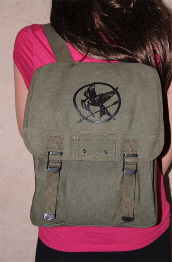 Items similar to The Hunger Games Inspired Military Canvas Backpack 12