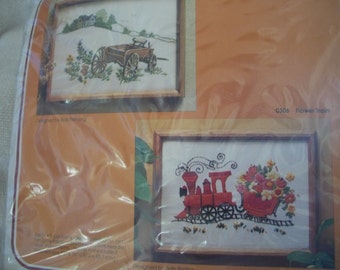 Wagon Crewel Embroidery Kit With Yarns, Needle, Directions