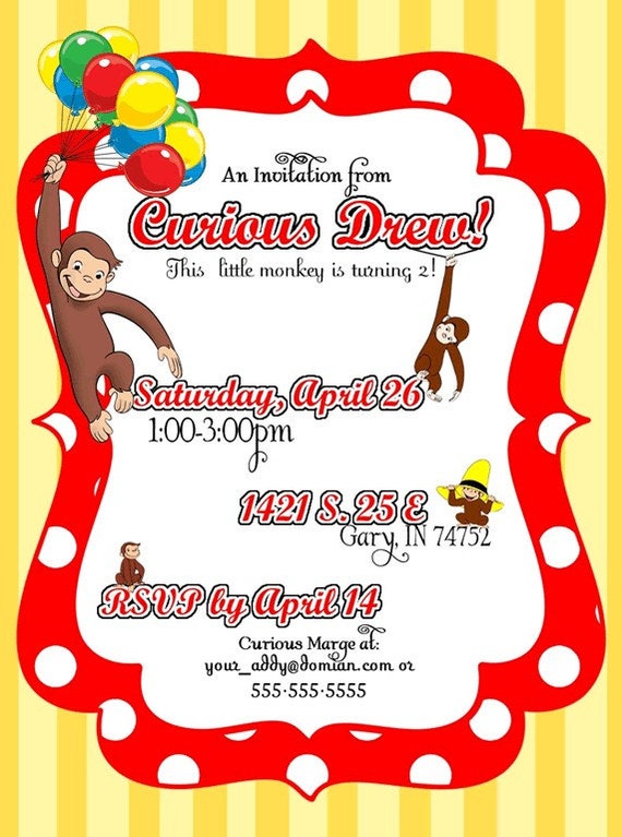 Free Curious George Invitation Template 7