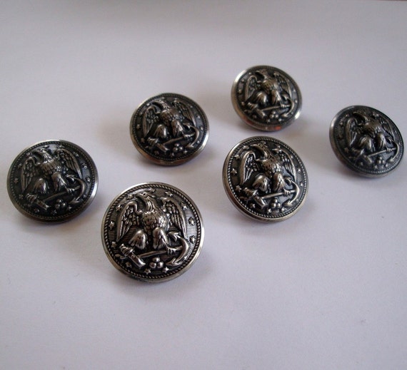 Set of 6 Metal Military Buttons US Navy Eagle by whatnotsaplenty