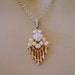 Vintage Gold Tone Chain and Clear Rhinestone & Faux Opal Pendant