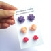 Flower Stud earrings pink peach and purple resin rose set of 3 resin flower jewelry