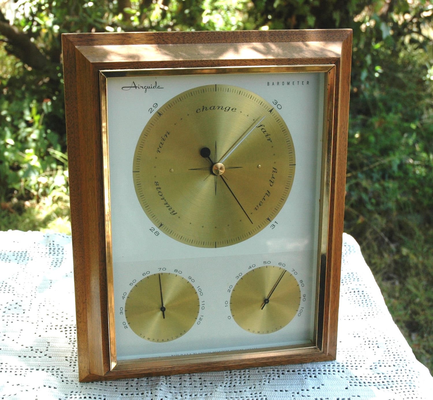 Vintage Airguide Barometer Wall Hanging Brass