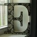Black and White "Scrolls" print E wall letter hanging decor
