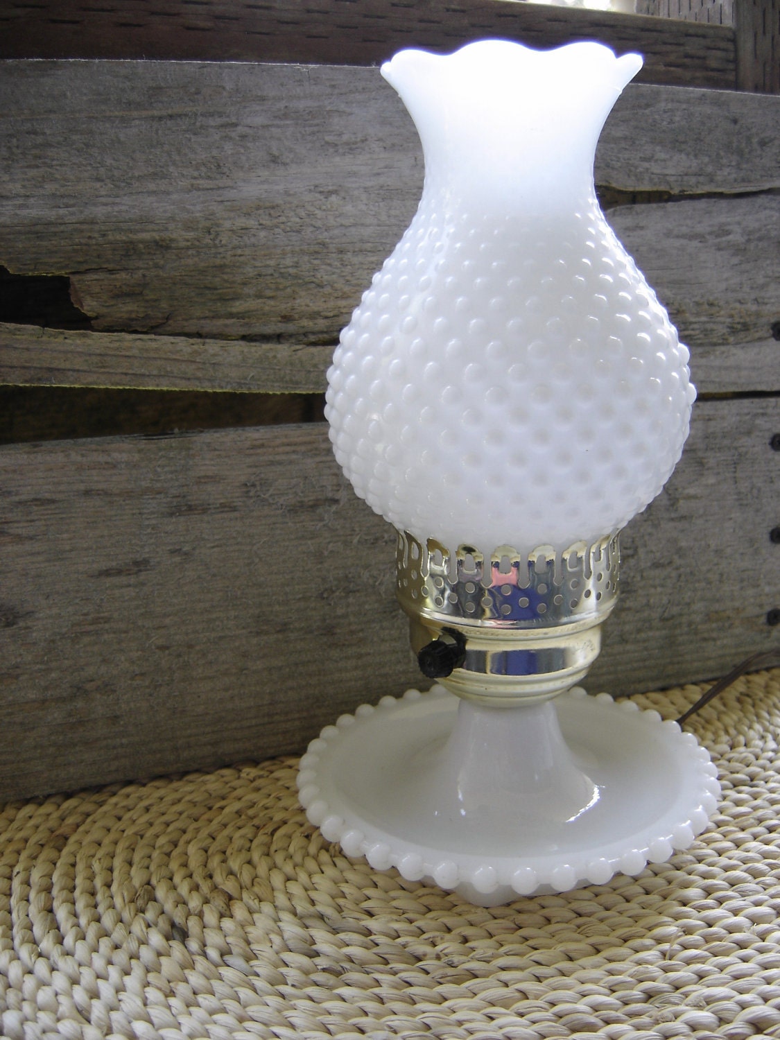 on Milk  Sparrowstation glass Hobnail bedroom Vintage by Etsy Lamp Glass lamp hobnail milk