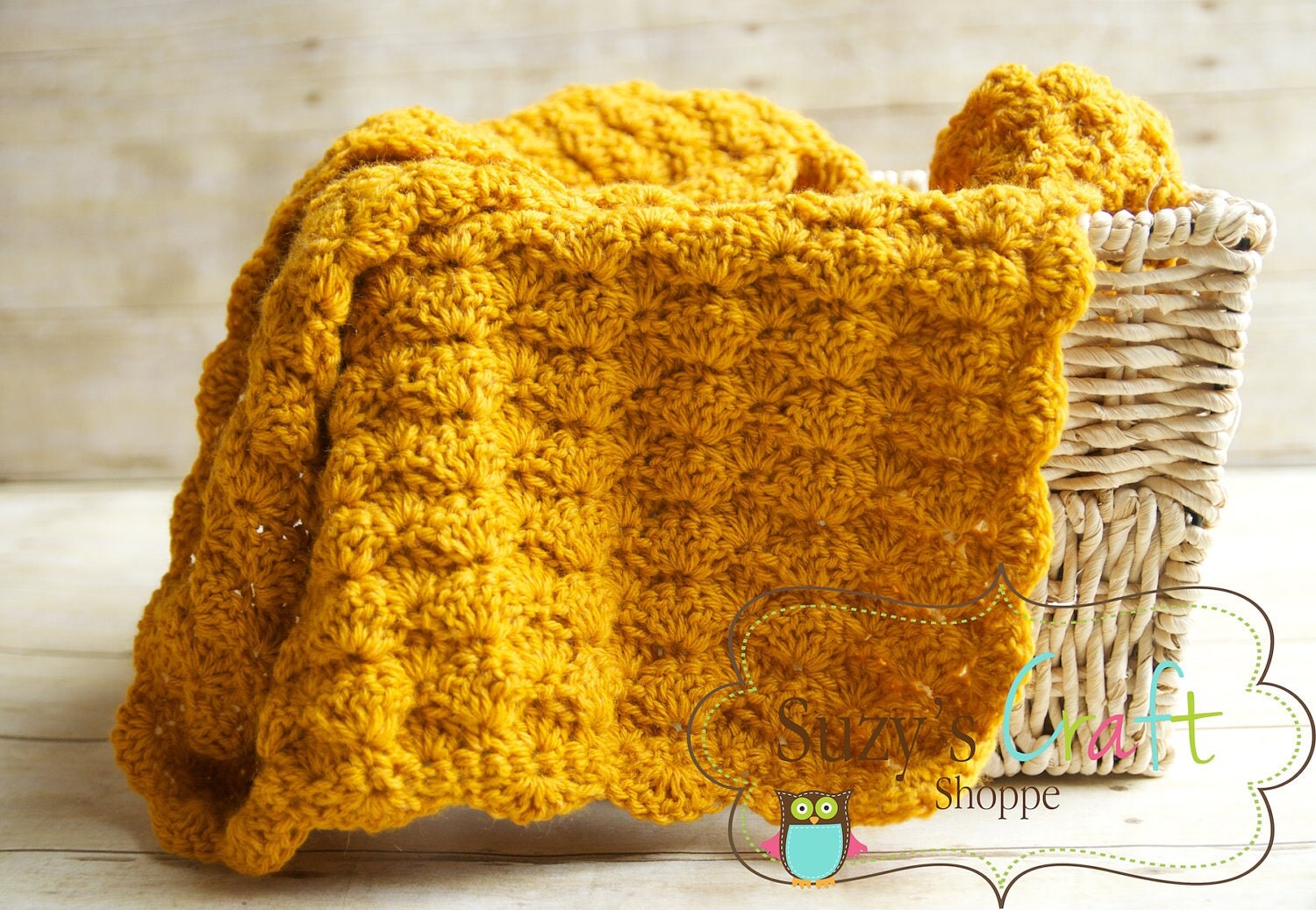 Yellow Mustard Color Crochet Mini Blanket