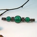RESERVED FOR M // Art Deco Vintage Sterling Pin Brooch Green Chrysoprase Cabochons Machine Age Marcasites 1920s