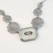 Vintage Art Deco Camphor Glass Necklace Enamel Rhodium Filigree Paste Stone 1930s Jewelry
