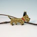 Tiny Scotty Dog Pin Gold Tone Red & Black Enamel Accents Cabochon Eye Vintage Scottie Jewelry