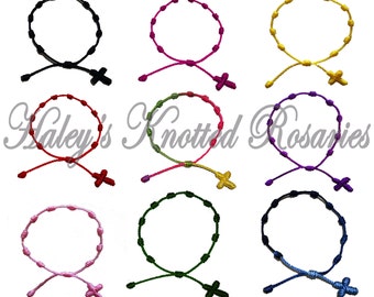 Hand Made Knotted Rosary Bracelet - Choice of Color