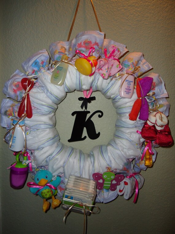 Items similar to Custom Baby Girl Diaper Wreath on Etsy
