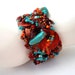 Beadwork bracelet, Freeform Peyote Beaded Cuff, Turquoise Brown Bracelet, Beaded Cuff Bracelet
