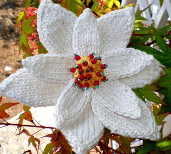 Download PDF Knit Flower Pattern Poinsettia Knit Flower