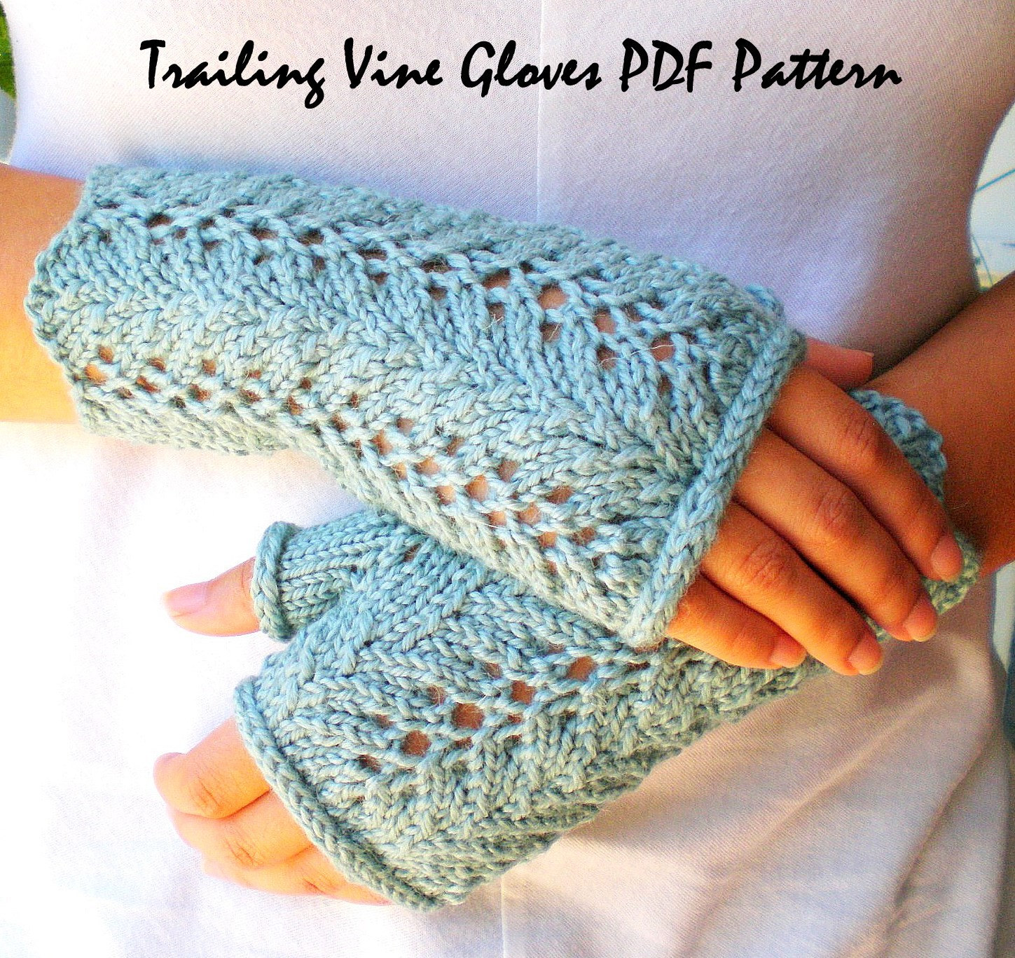 PDF Knitting Pattern Lace Fingerless Gloves Trailing Vines