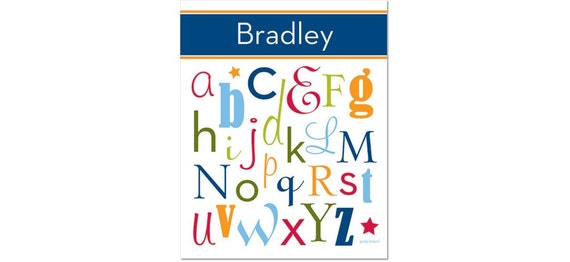 personalized alphabet poster all mixed up deep blue