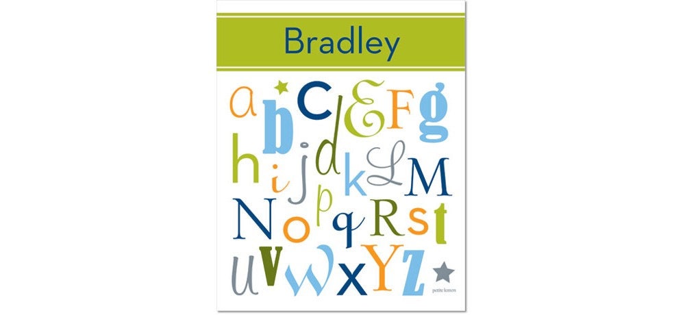 personalized alphabet poster all mixed up lizard green