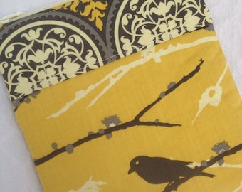 Gray & Yellow Aviary 2 Bird eReader or iPad Mini Case
