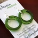 WINE Bottle Earrings, Recycled Glass Jewelry, Upcycled, GREEN Hoops, Handmade, Sterling Silver Earrings, Dessin Creations